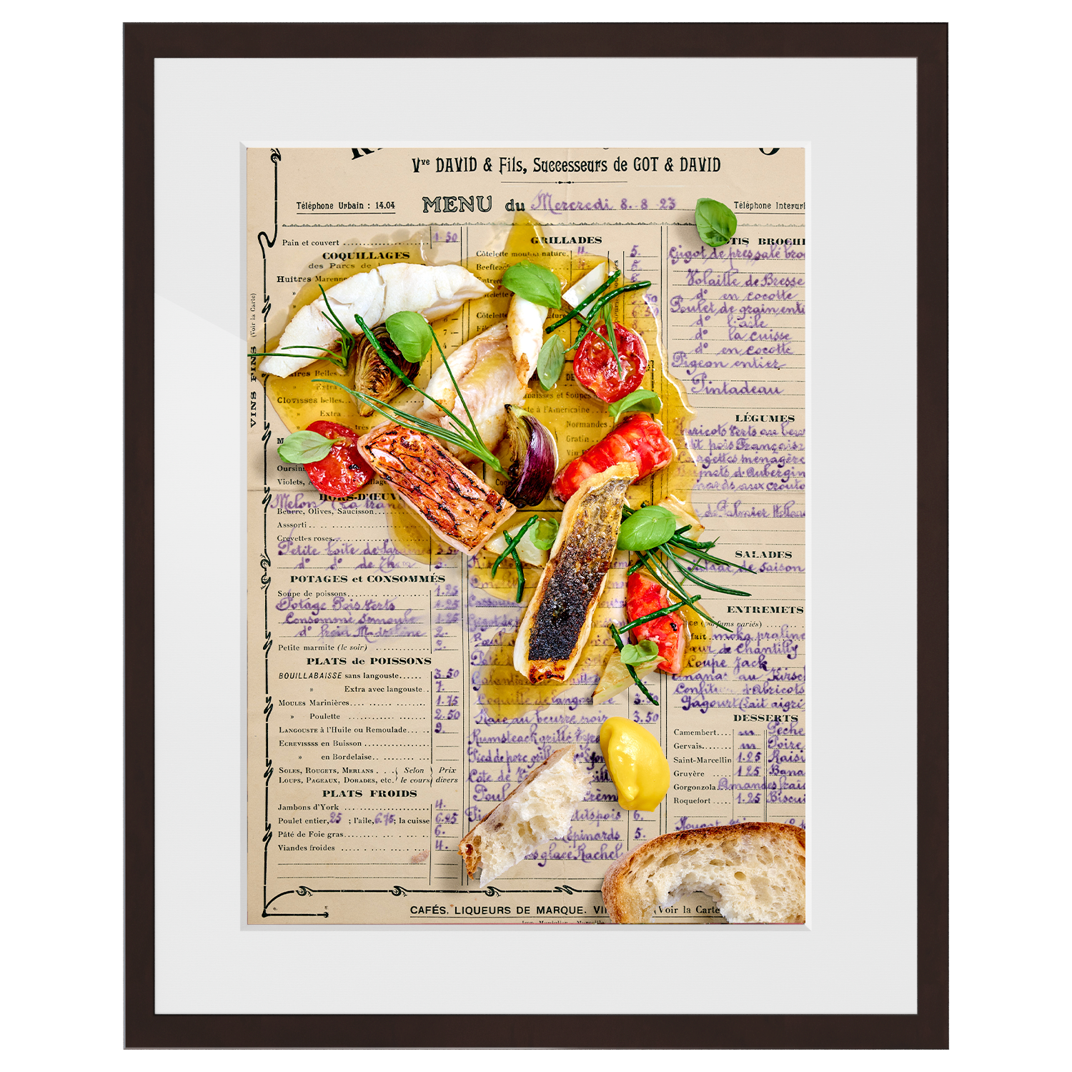 culinary timepiece "Bouillabaisse. 1923" limitierter Druck, gerahmt