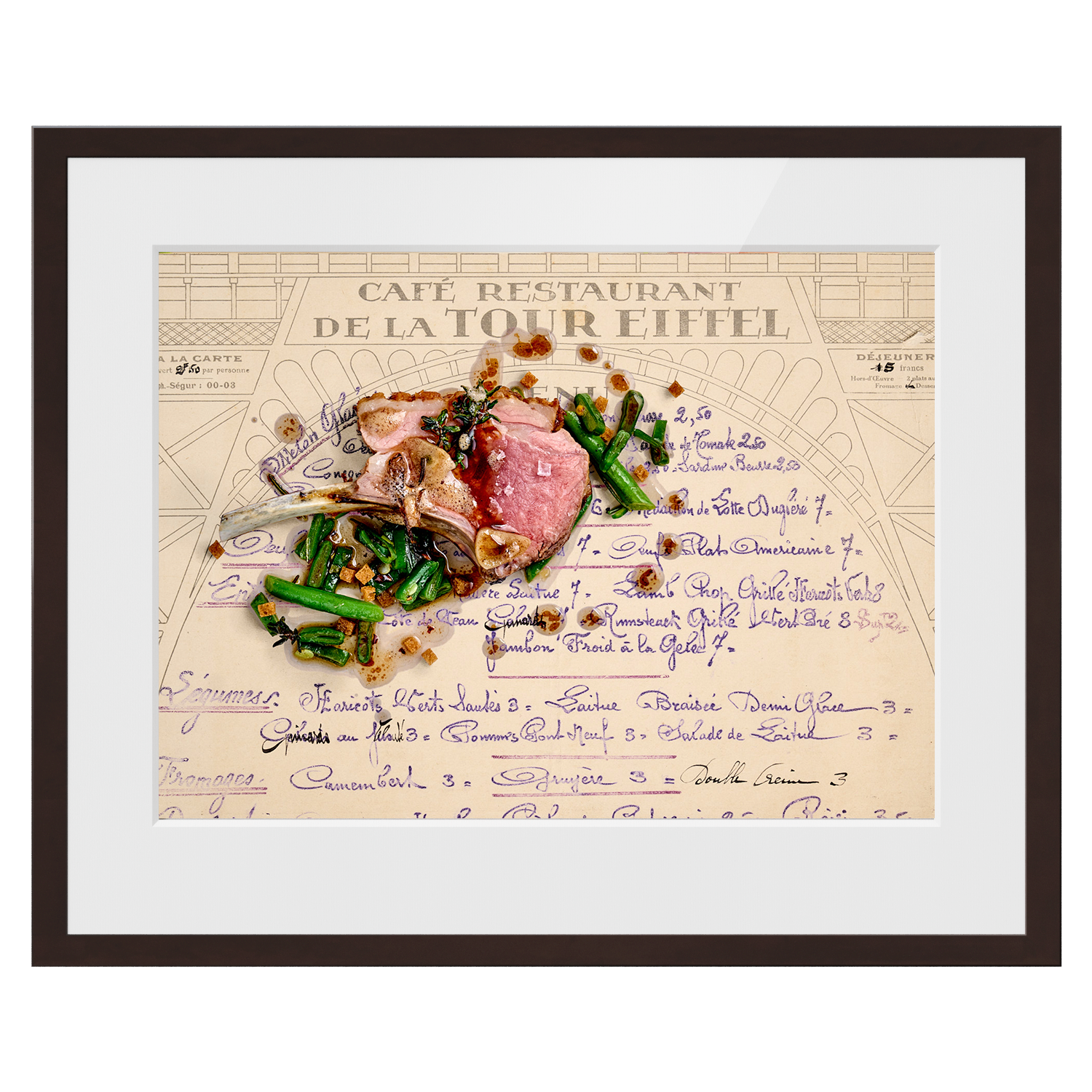 Lamb Chop & haricots verts. Tour Eiffel. 1935