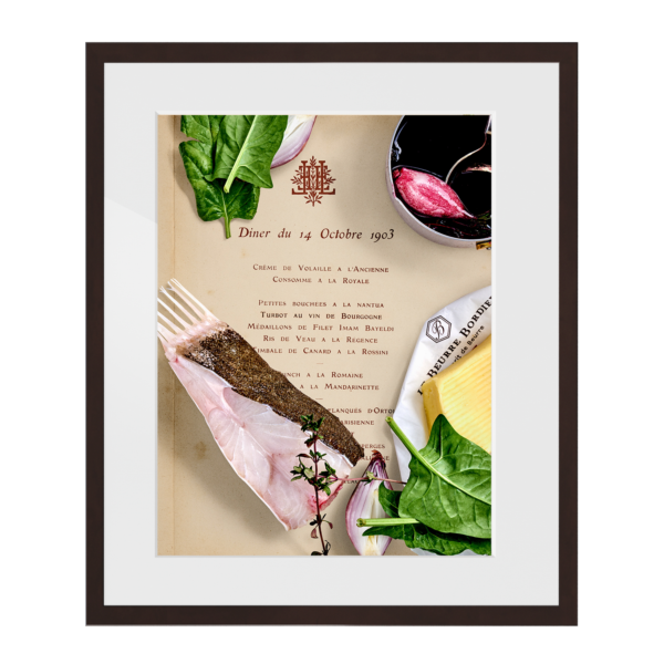 Turbot au vin de Bourgogne. Mise en place. 1903 | gerahmter Kunstdruck, limitiert