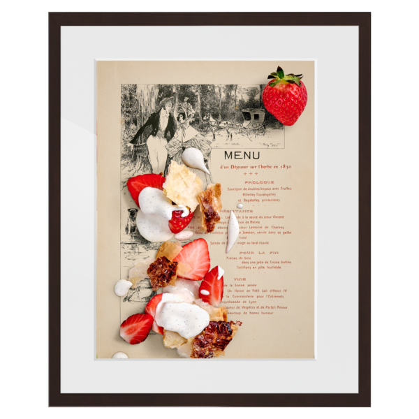 Fraises crème fraîche feuilletée. 1830 | gerahmter Kunstdruck, limitiert