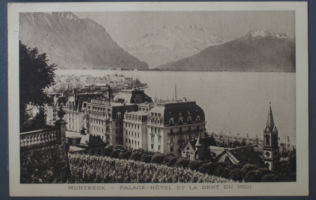 Montreux, Palace, Hotel et La Dent du Midi Poststempel 16.10.1918